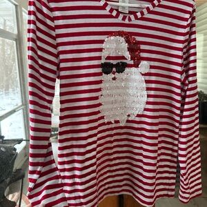 Striped Red and White Santa Long Sleeve Tee